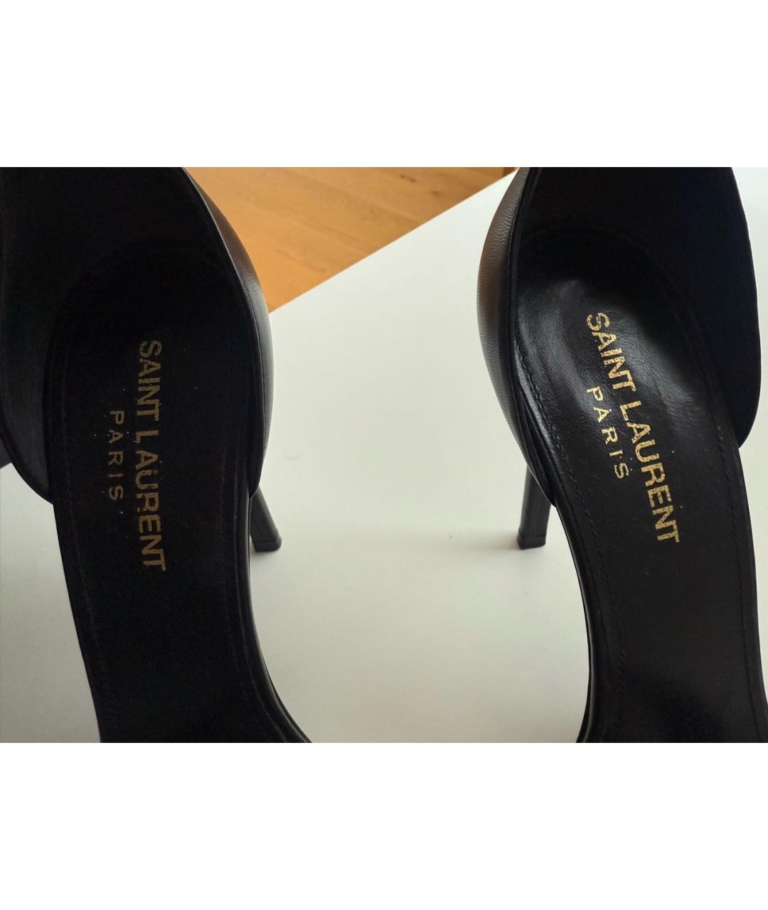SAINT LAURENT Черные кожаные босоножки, фото 5