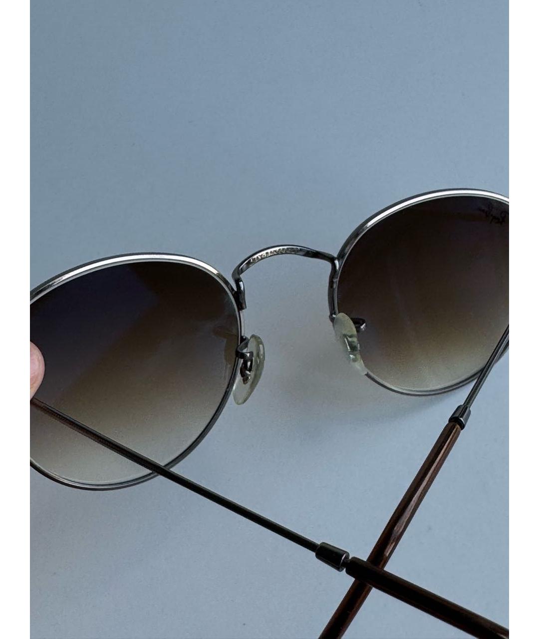 RAY BAN Коричневые металлические солнцезащитные очки, фото 8