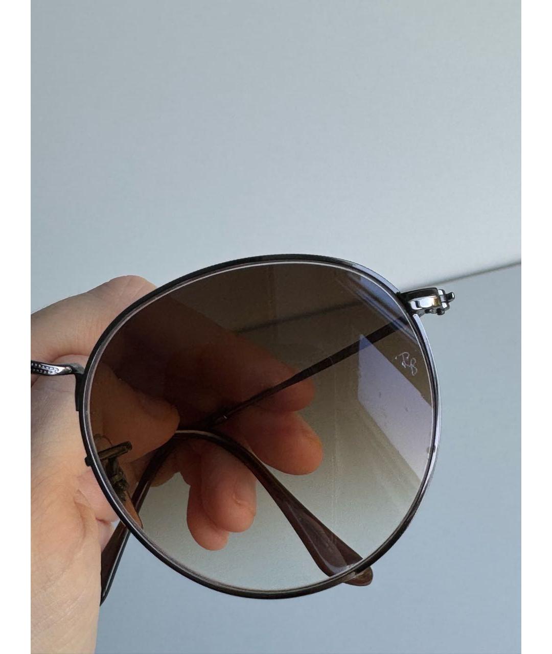 RAY BAN Коричневые металлические солнцезащитные очки, фото 6