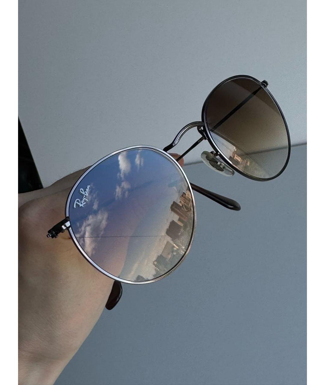 RAY BAN Коричневые металлические солнцезащитные очки, фото 4