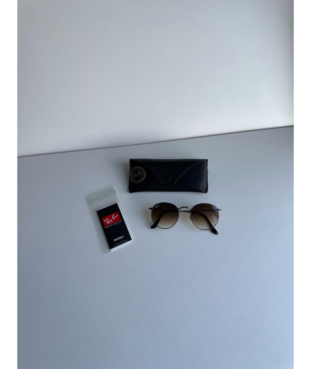 RAY BAN Коричневые металлические солнцезащитные очки, фото 2
