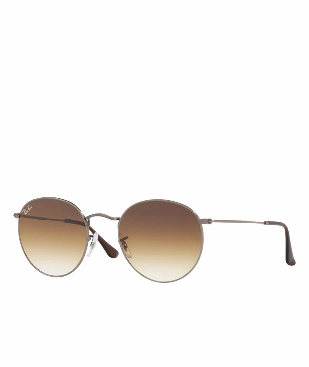 RAY BAN Коричневые металлические солнцезащитные очки, фото 1