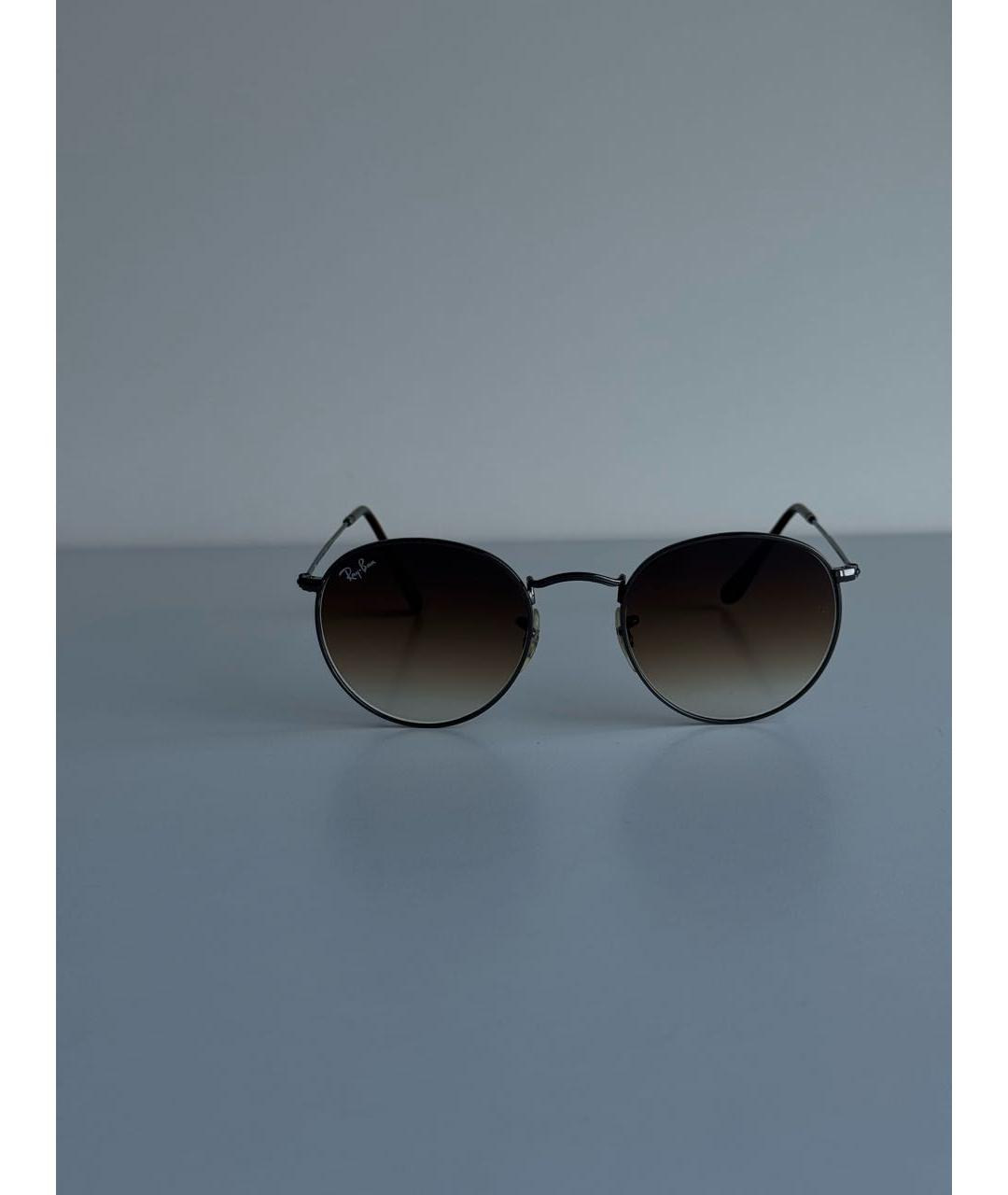 RAY BAN Коричневые металлические солнцезащитные очки, фото 3