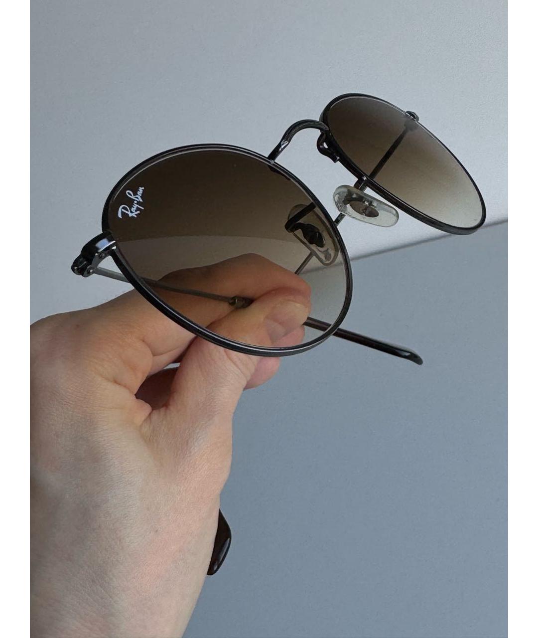 RAY BAN Коричневые металлические солнцезащитные очки, фото 5