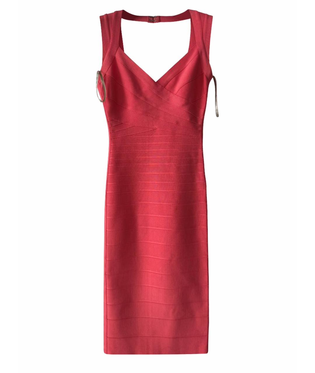 HERVE LEGER Коралловое коктейльное платье, фото 1