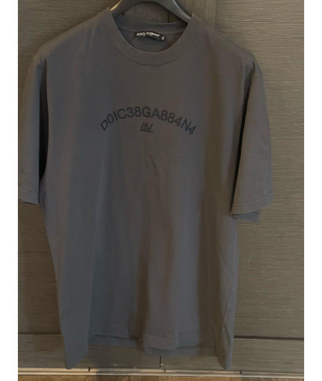 DOLCE&GABBANA Антрацитовая хлопковая футболка, фото 3
