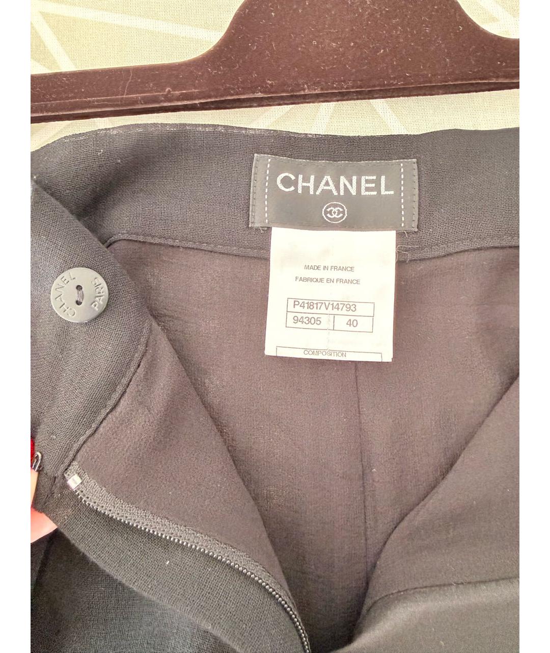 CHANEL Черные шерстяные прямые брюки, фото 5