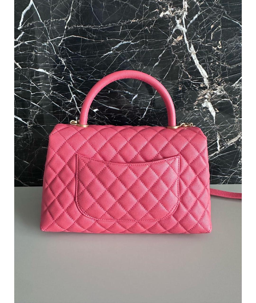 CHANEL Коралловая кожаная сумка через плечо, фото 3