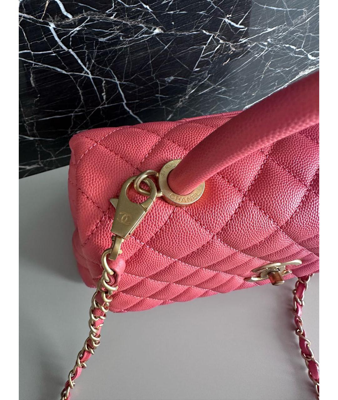 CHANEL Коралловая кожаная сумка через плечо, фото 5