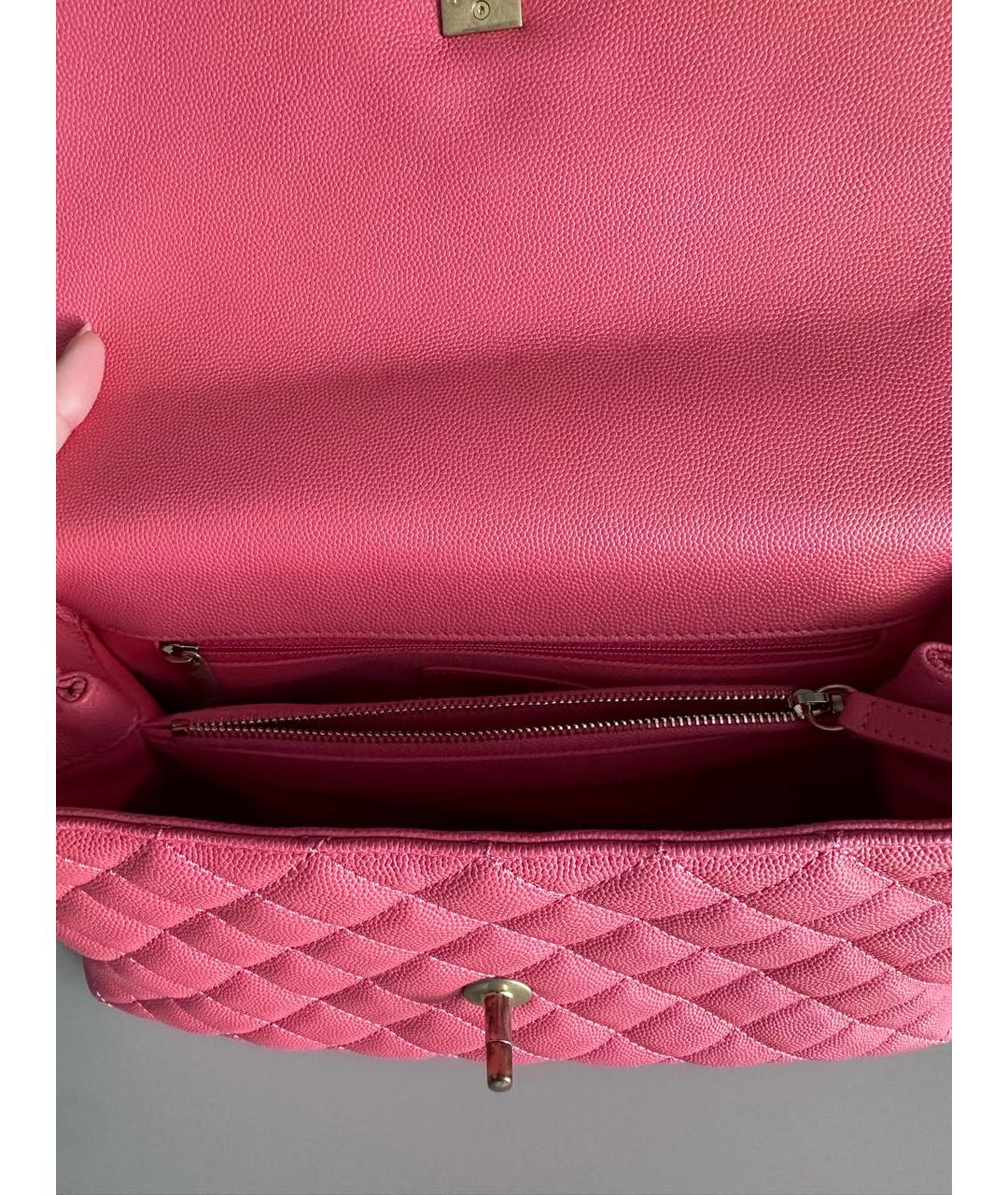 CHANEL Коралловая кожаная сумка через плечо, фото 4