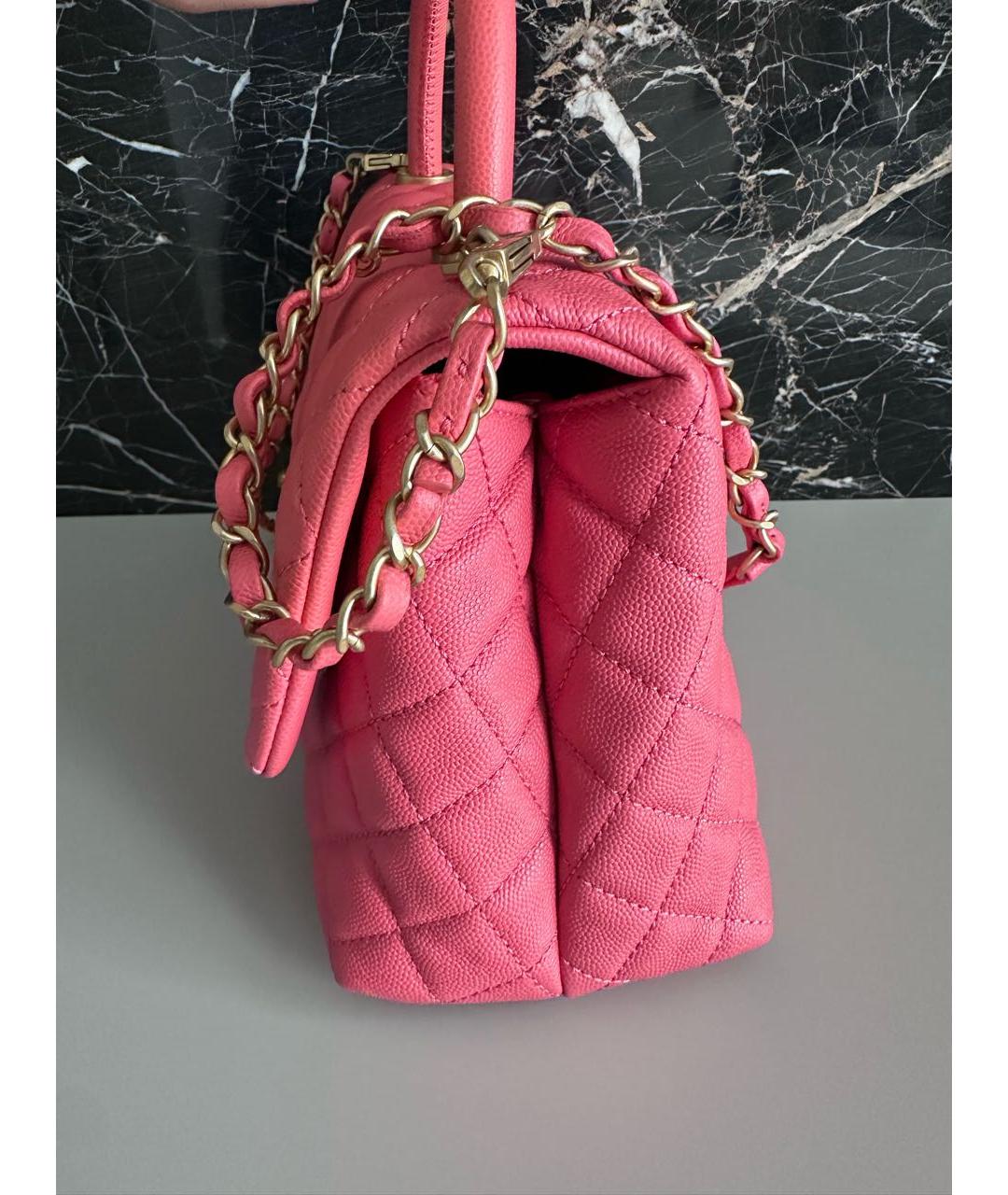 CHANEL Коралловая кожаная сумка через плечо, фото 2