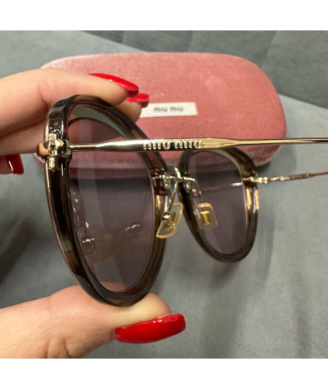 MIU MIU Фиолетовые металлические солнцезащитные очки, фото 3