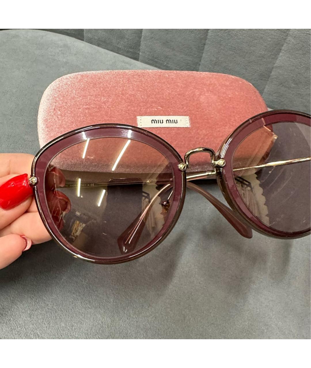 MIU MIU Фиолетовые металлические солнцезащитные очки, фото 5