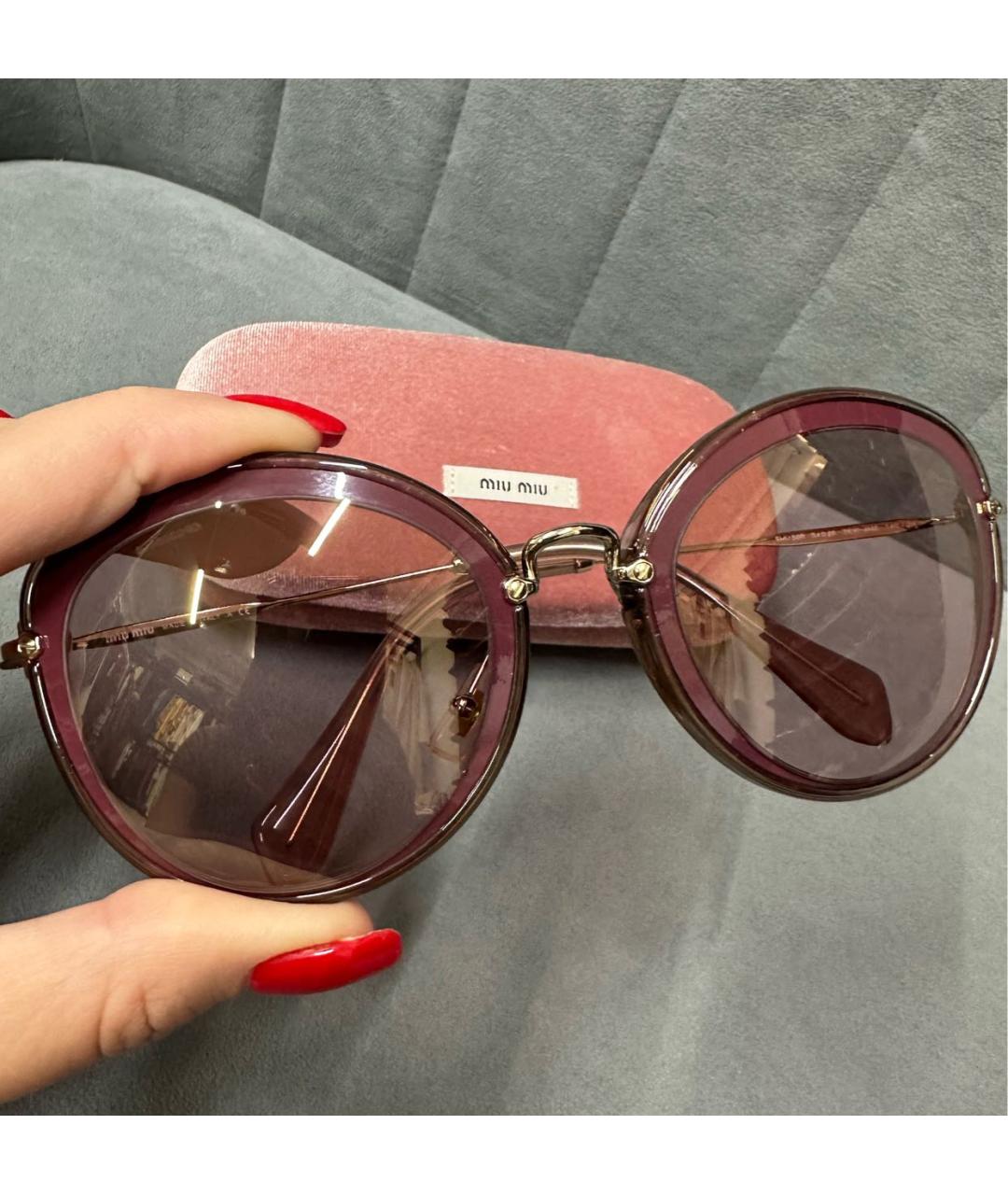 MIU MIU Фиолетовые металлические солнцезащитные очки, фото 4