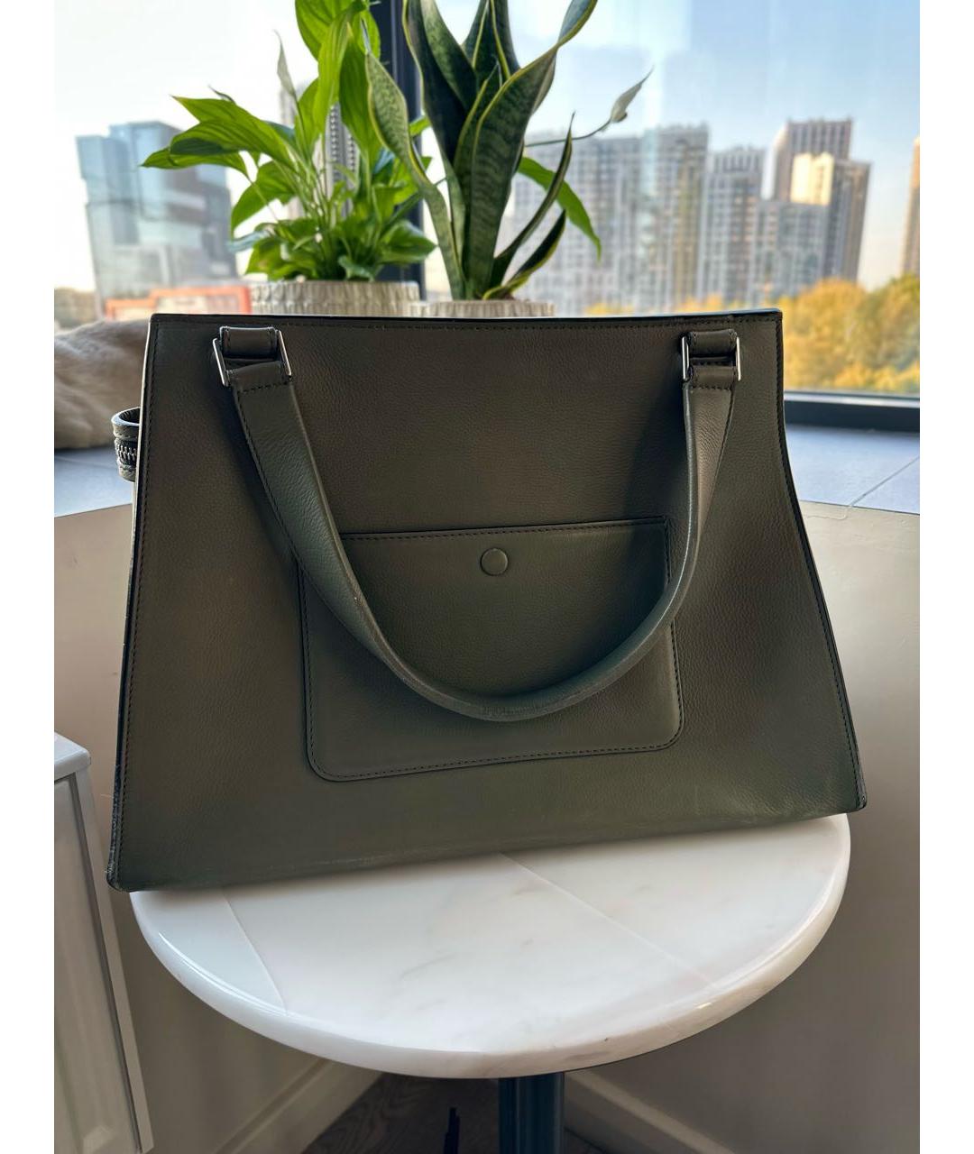 CELINE Хаки кожаная сумка тоут, фото 3