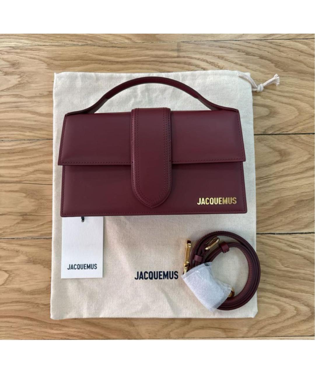 JACQUEMUS Бордовая кожаная сумка тоут, фото 7