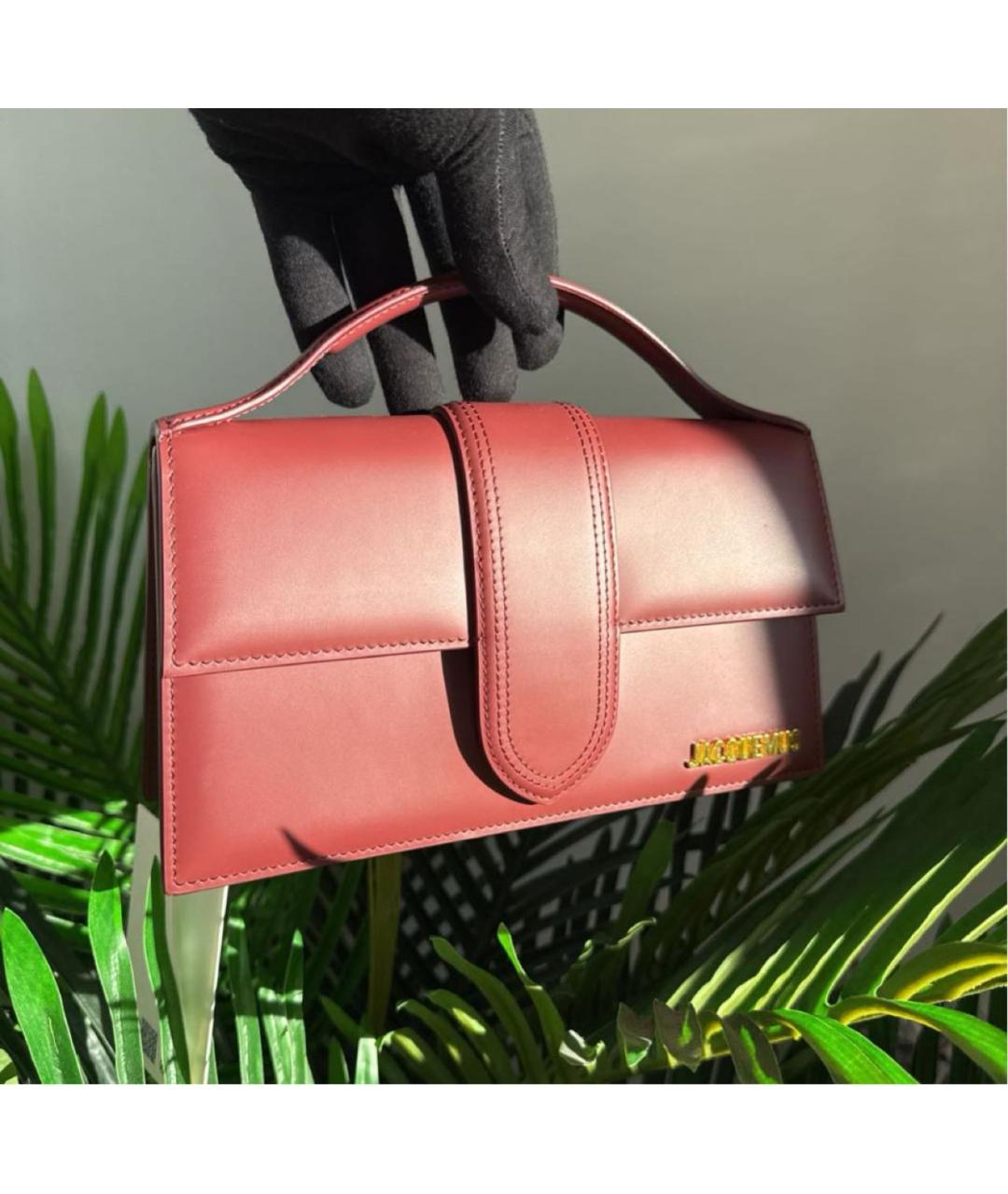 JACQUEMUS Бордовая кожаная сумка тоут, фото 8