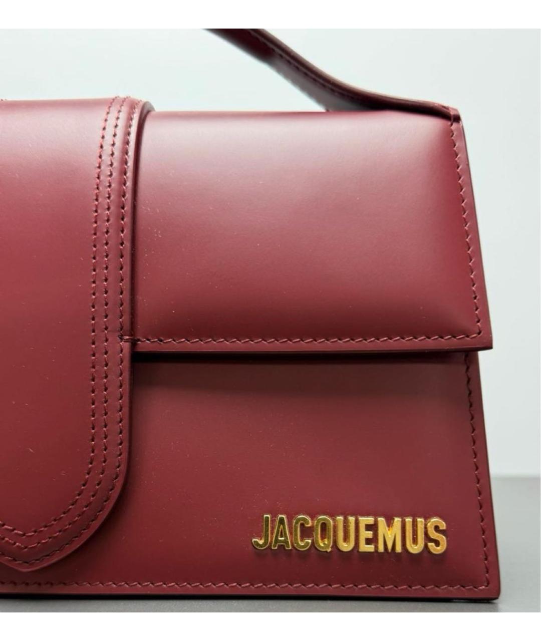 JACQUEMUS Бордовая кожаная сумка тоут, фото 5