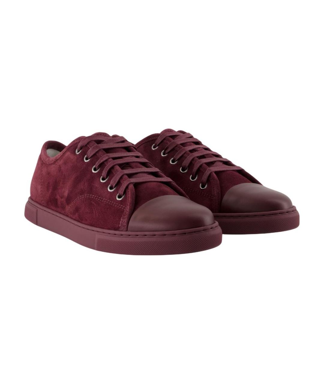LANVIN Бордовые кожаные кроссовки, фото 2