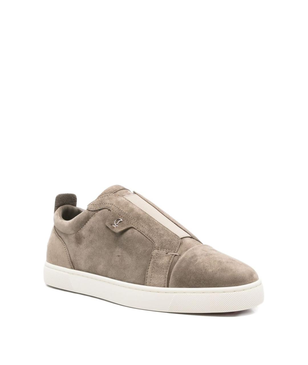 CHRISTIAN LOUBOUTIN Серые кожаные низкие кроссовки / кеды, фото 2