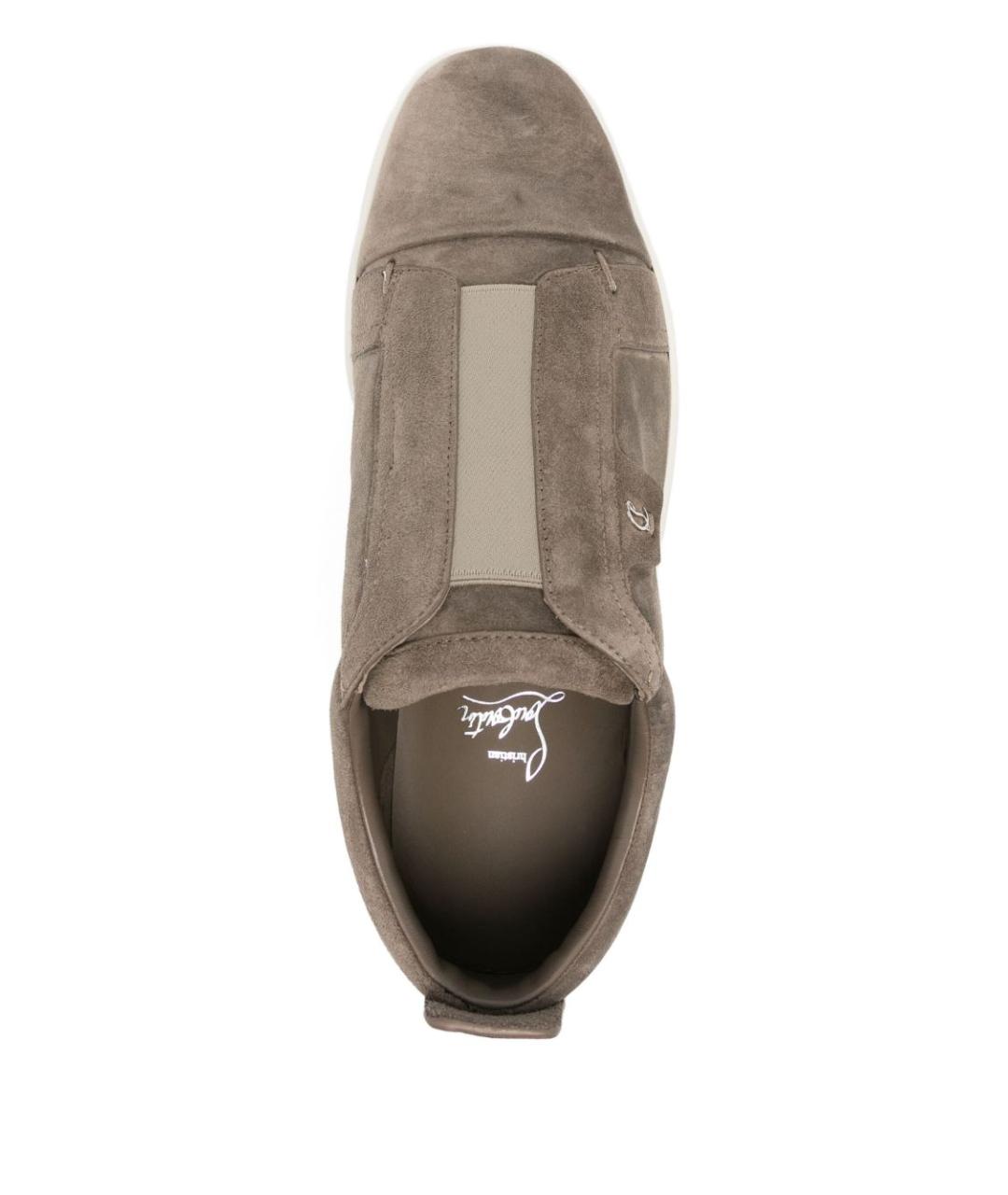 CHRISTIAN LOUBOUTIN Серые кожаные низкие кроссовки / кеды, фото 3