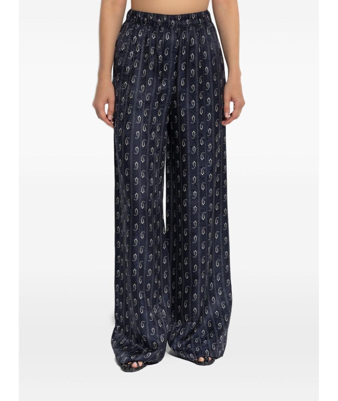 TORY BURCH Синие шелковые прямые брюки, фото 2