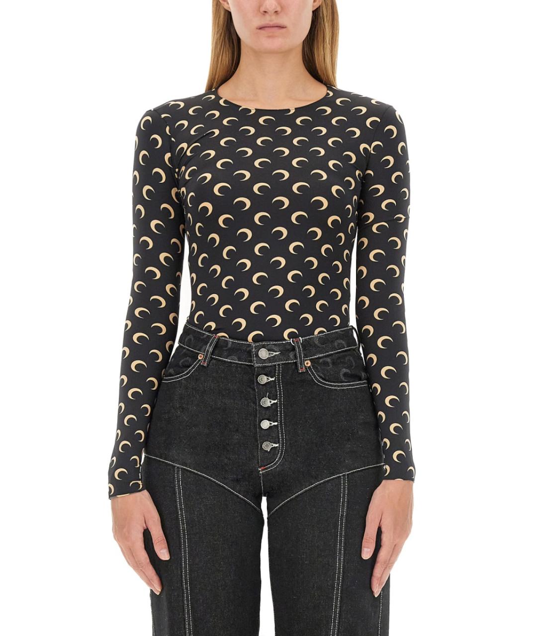 MARINE SERRE Черная полиамидовая водолазка, фото 4