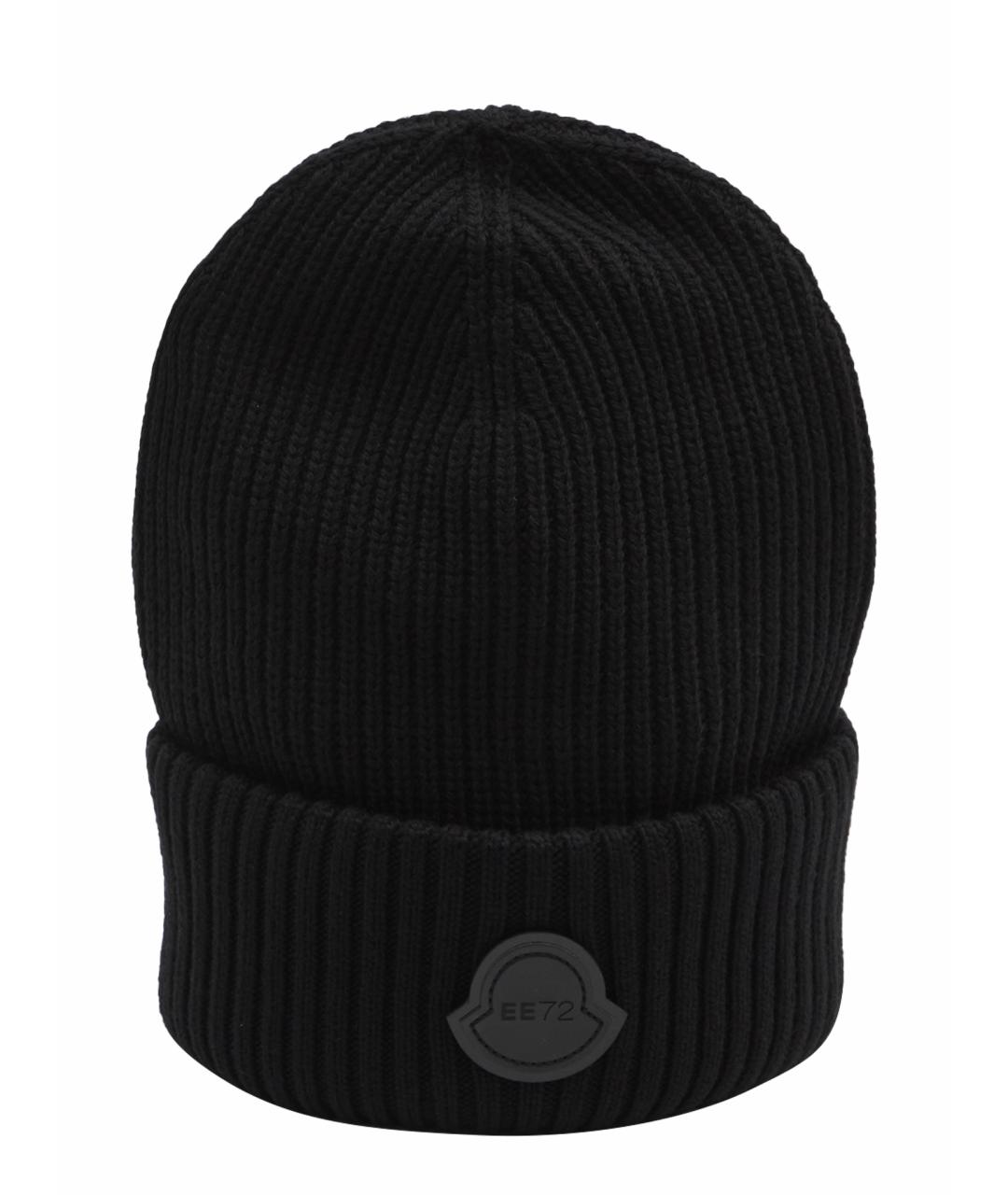 MONCLER Черная шерстяная шапка, фото 1