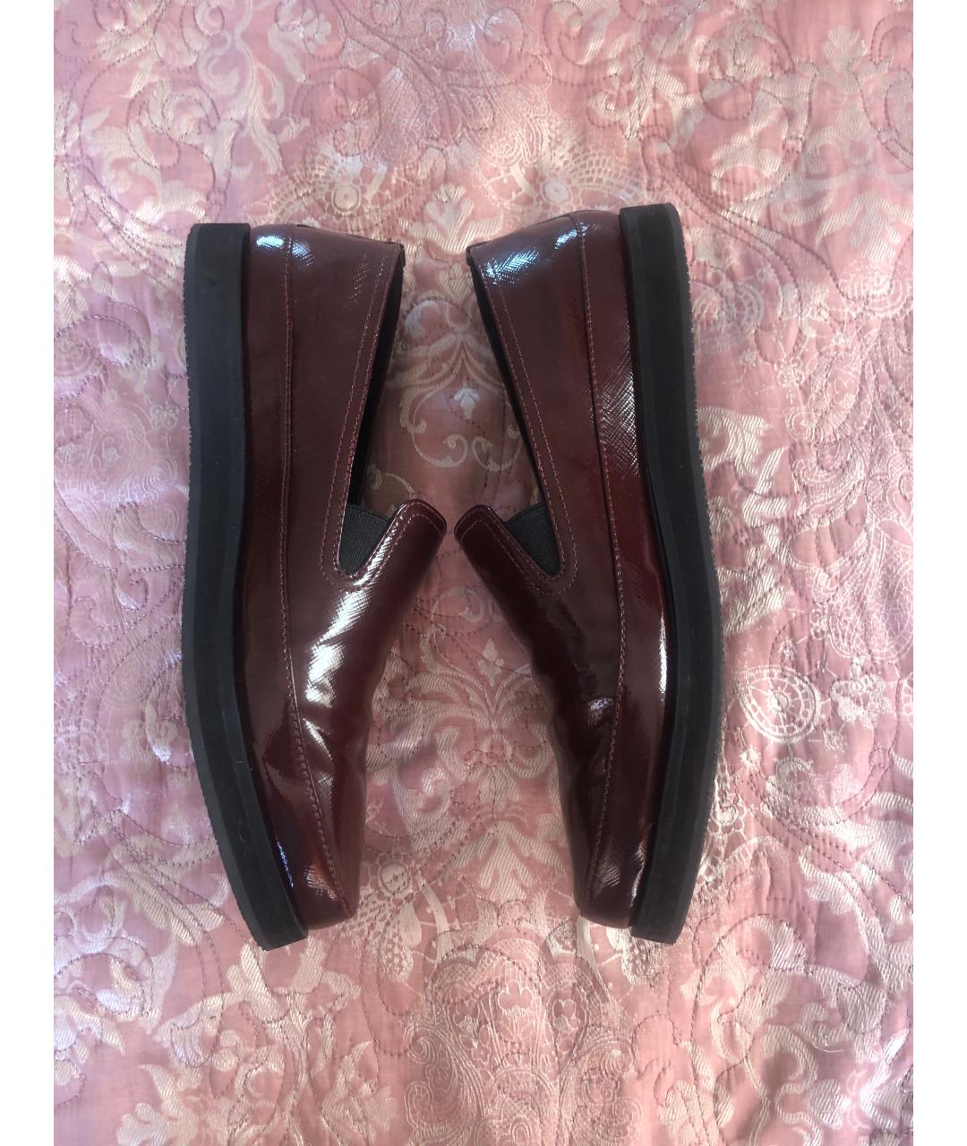 PRADA Бордовые лоферы из лакированной кожи, фото 7