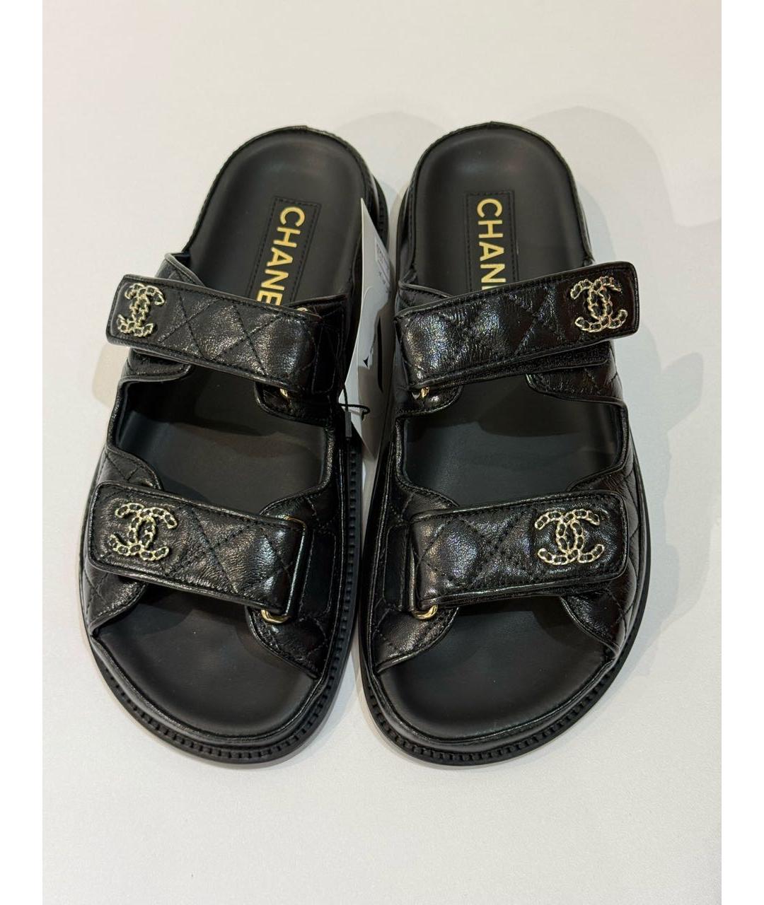 CHANEL Черные кожаные сандалии, фото 3