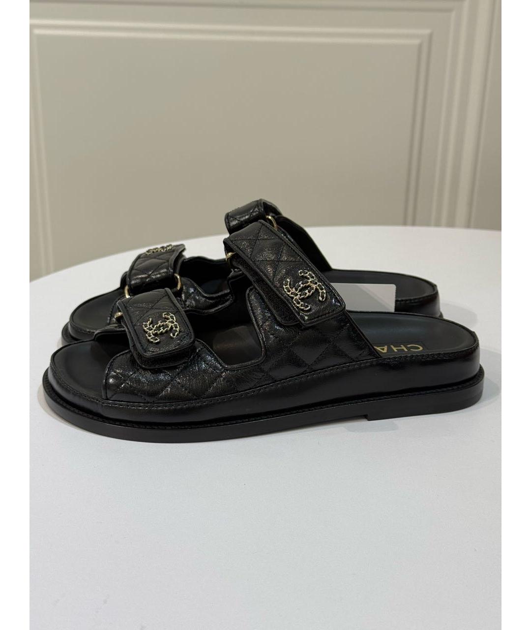 CHANEL Черные кожаные сандалии, фото 7