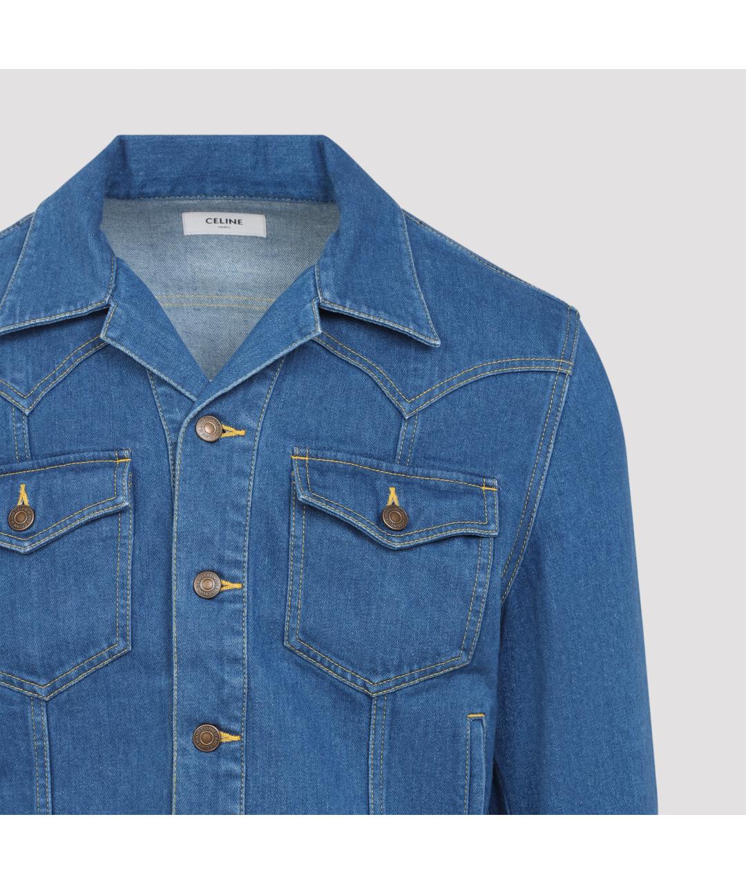 CELINE Синяя хлопковая куртка, фото 4