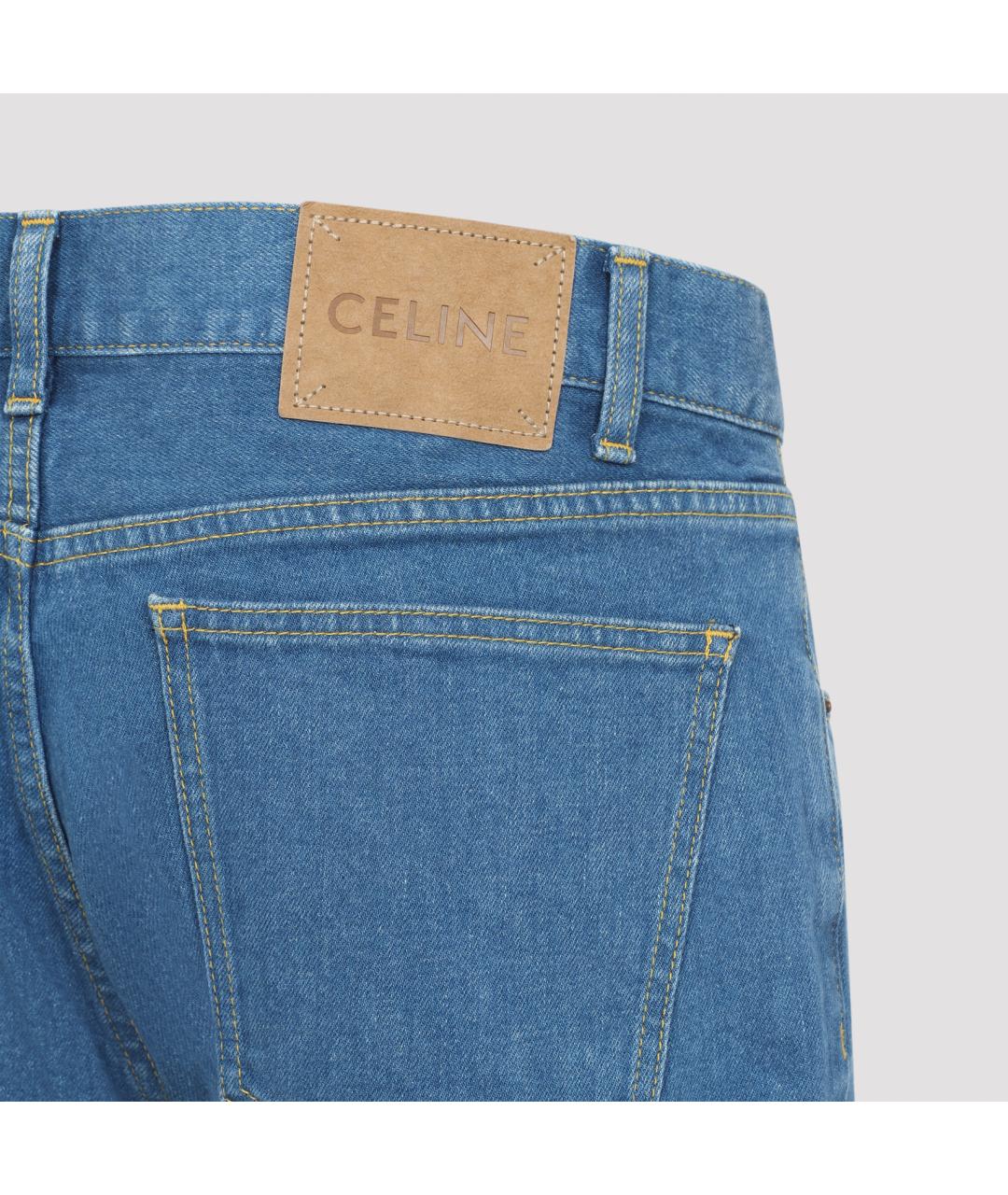 CELINE Синие хлопковые прямые джинсы, фото 3