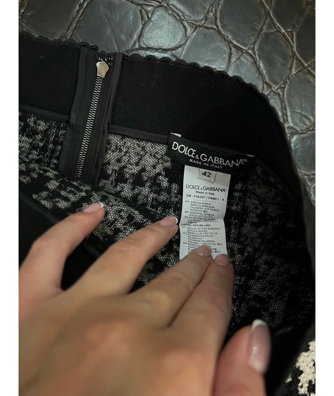 DOLCE&GABBANA Серая твидовая юбка мини, фото 3