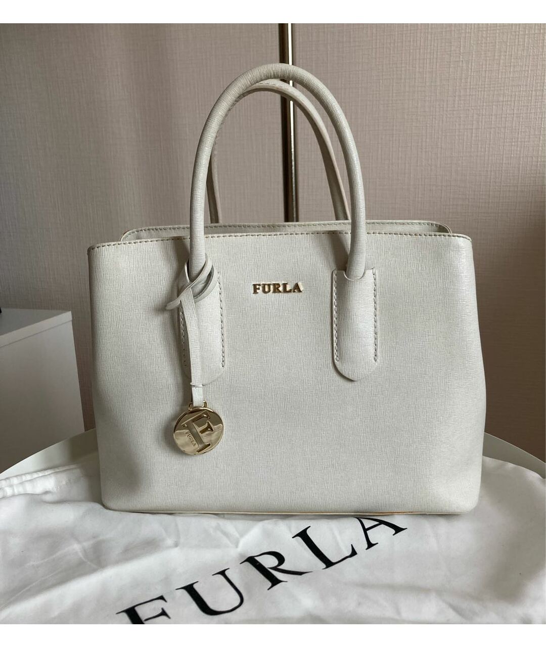 FURLA Белая кожаная сумка тоут, фото 5