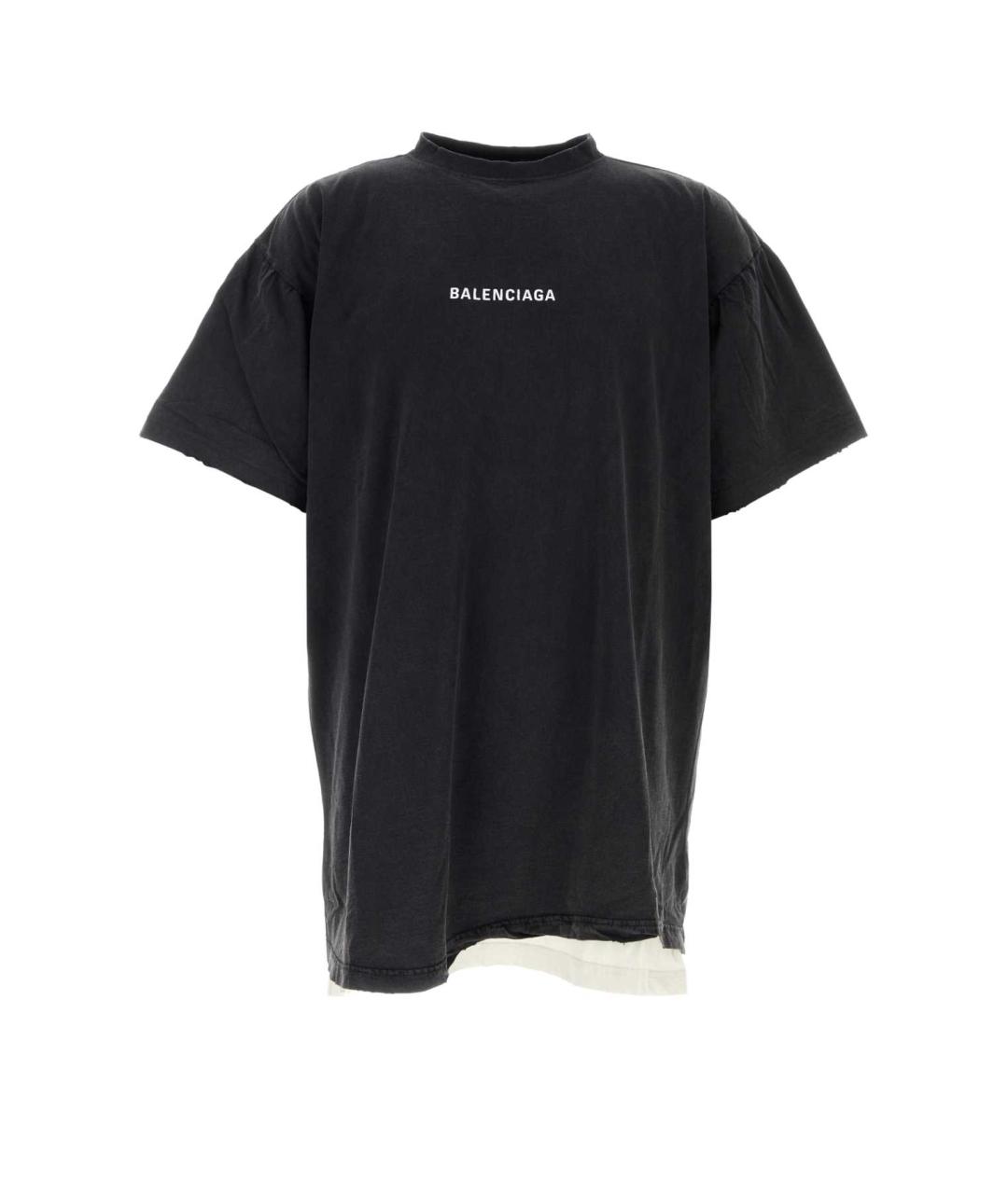 BALENCIAGA Черная хлопковая футболка, фото 1