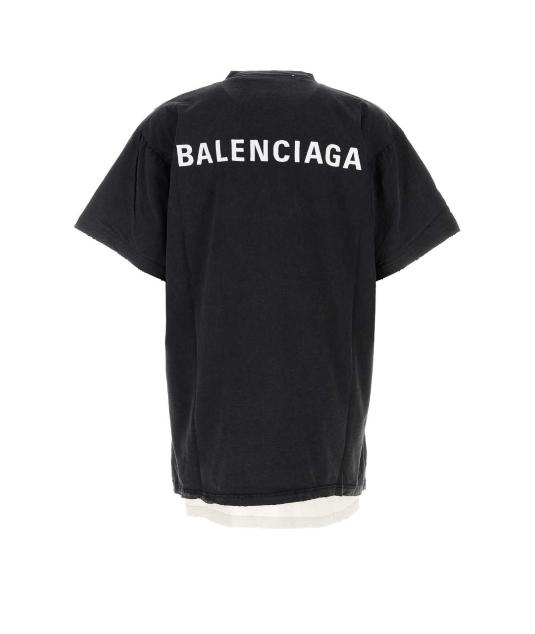BALENCIAGA Черная хлопковая футболка, фото 2