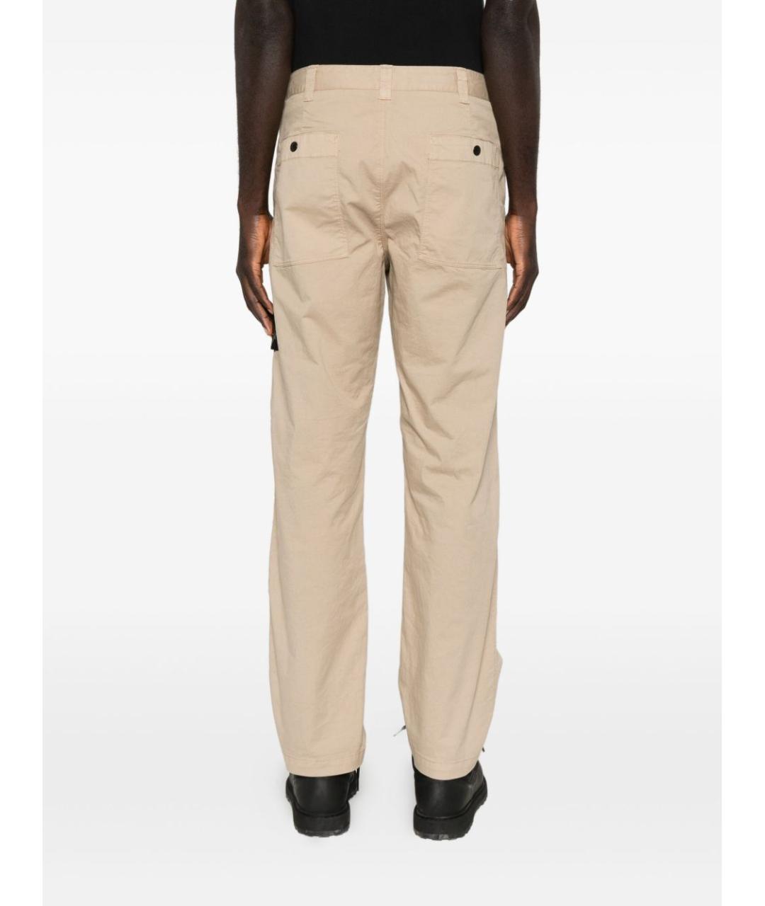 STONE ISLAND Бежевые хлопковые повседневные брюки, фото 4