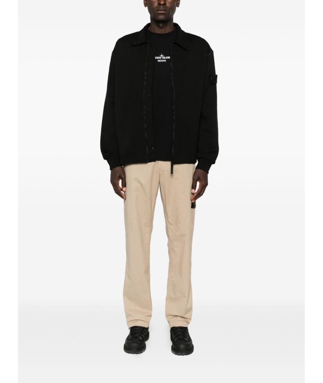 STONE ISLAND Бежевые хлопковые повседневные брюки, фото 5