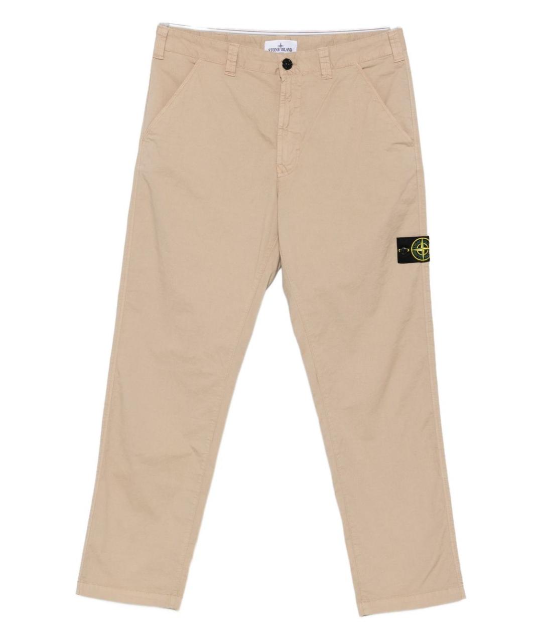 STONE ISLAND Бежевые хлопковые повседневные брюки, фото 1