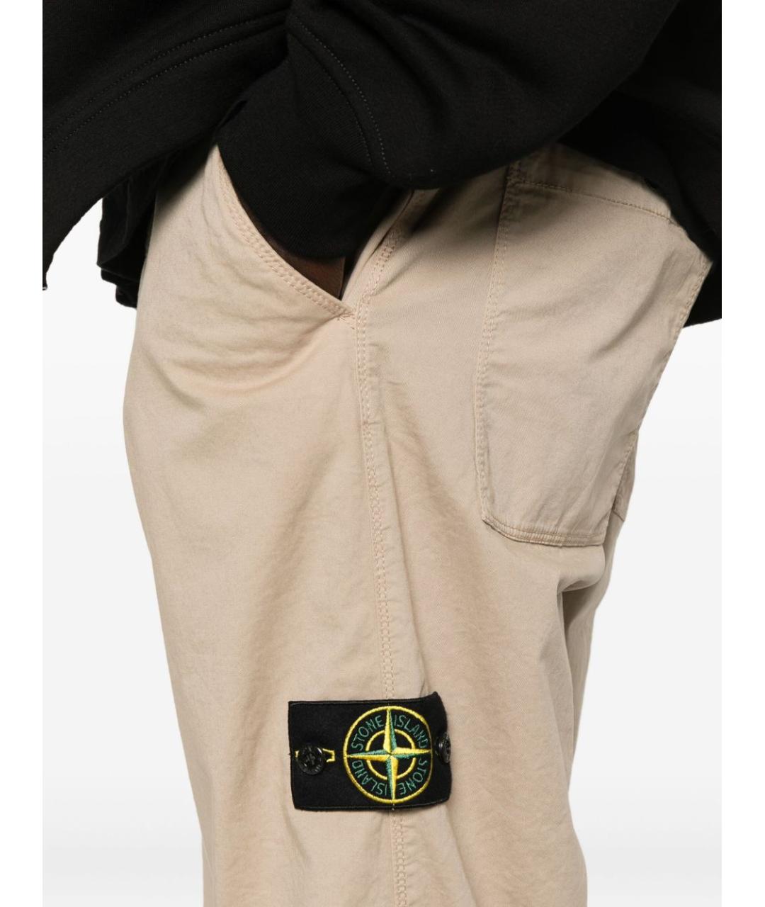STONE ISLAND Бежевые хлопковые повседневные брюки, фото 2