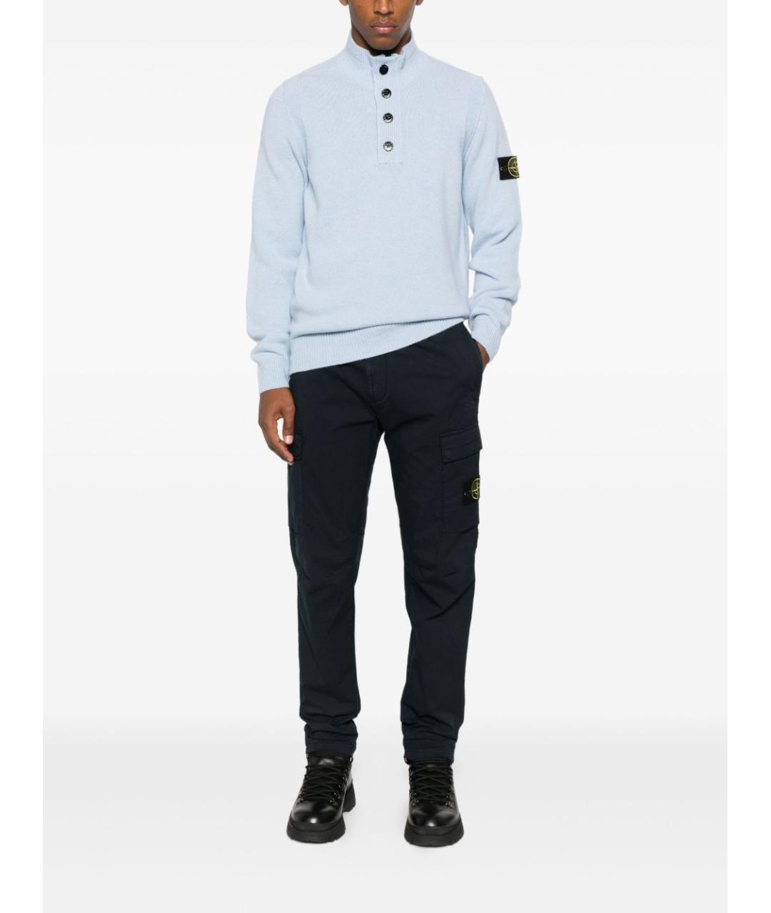 STONE ISLAND Синие хлопковые повседневные брюки, фото 4