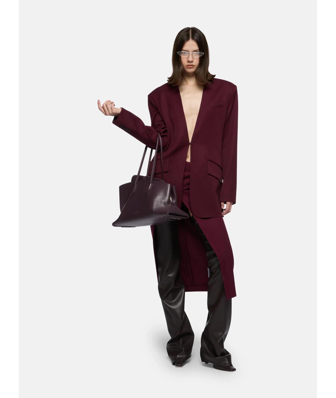 THE ATTICO Бордовый шерстяной жакет/пиджак, фото 4