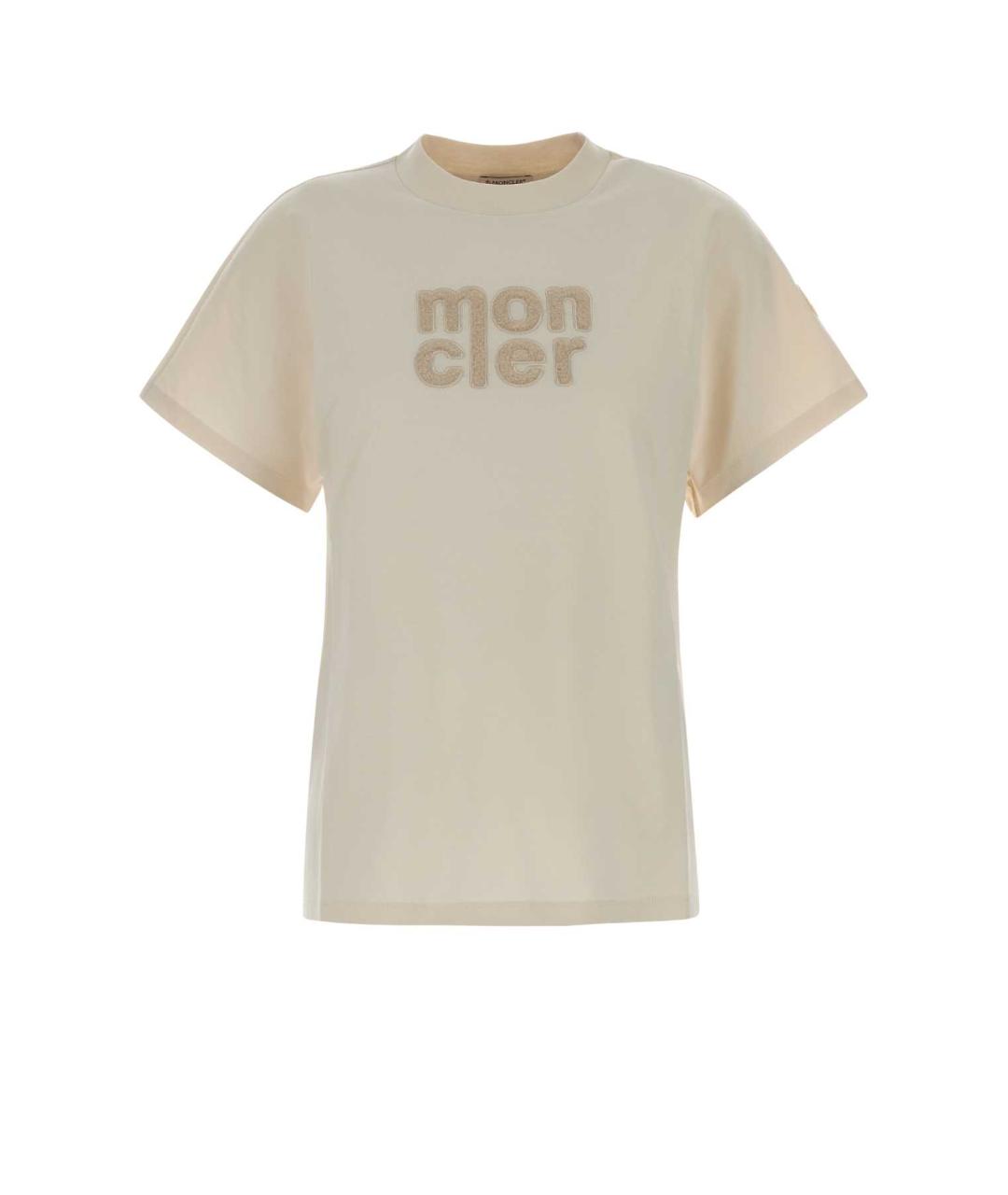 MONCLER Бежевая хлопковая футболка, фото 1