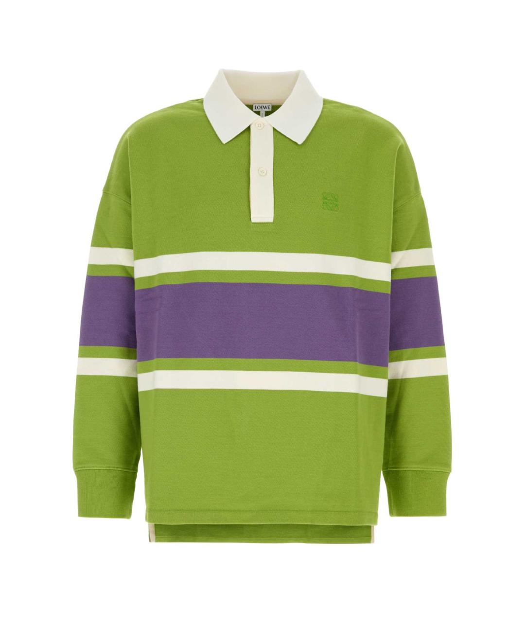 LOEWE Зеленые хлопковое поло с длинным рукавом, фото 1