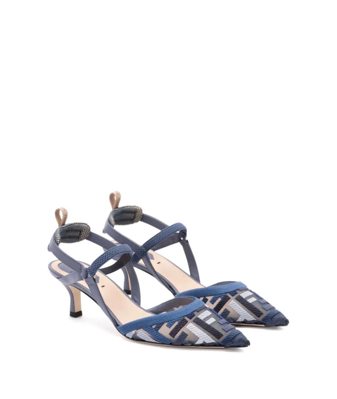 FENDI Синие синтетические туфли, фото 2