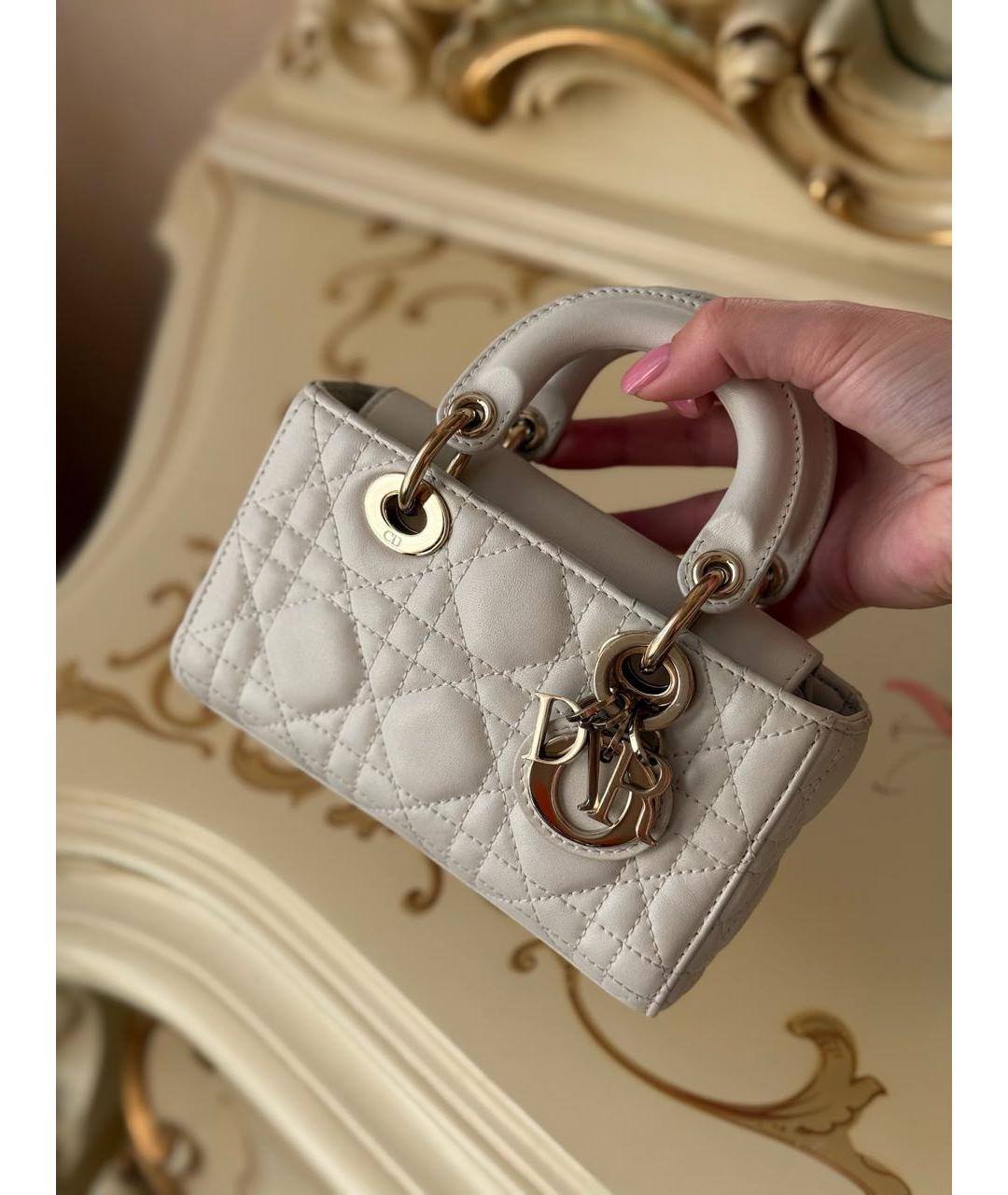 CHRISTIAN DIOR Белая кожаная сумка с короткими ручками, фото 5