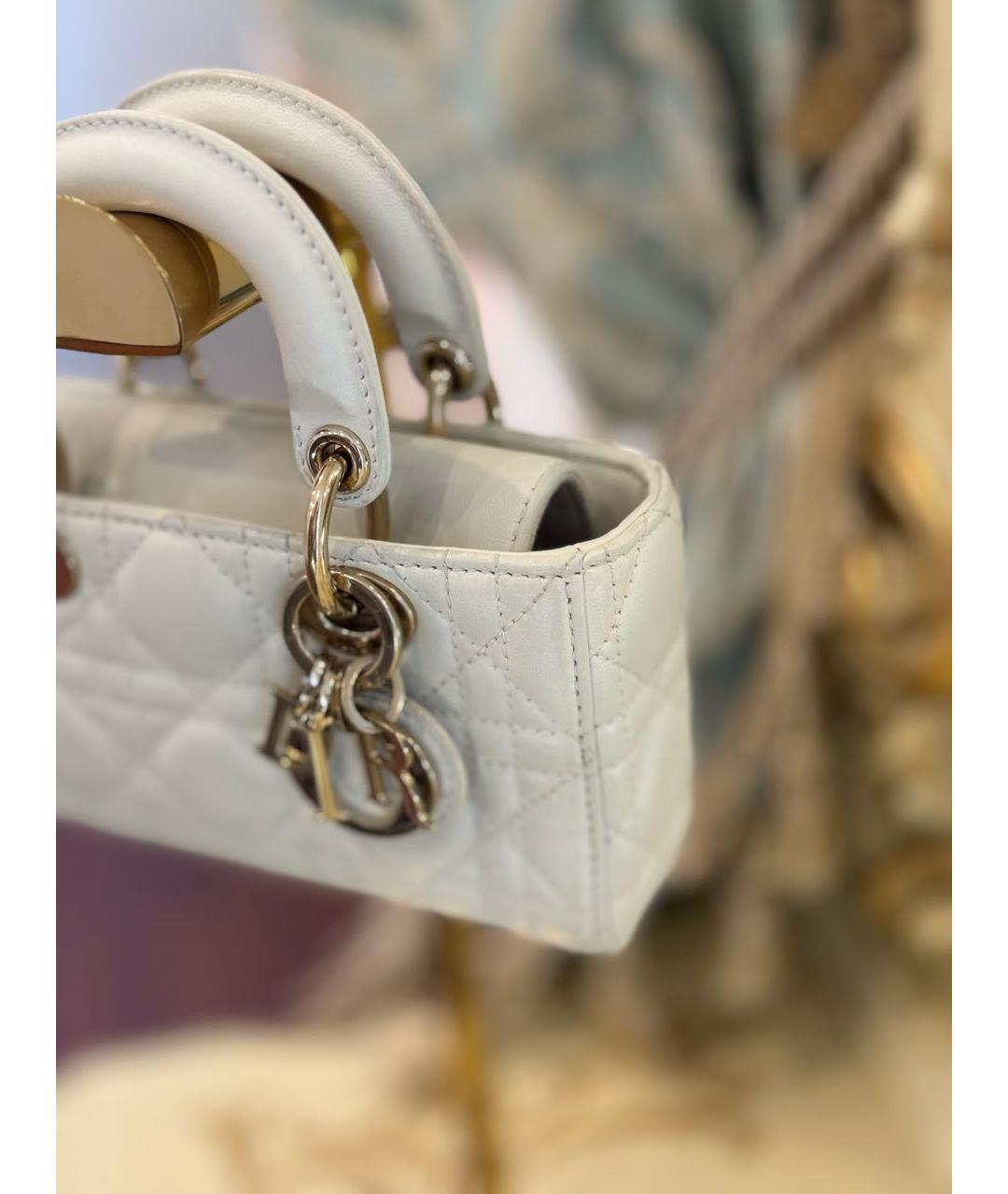 CHRISTIAN DIOR Белая кожаная сумка с короткими ручками, фото 8