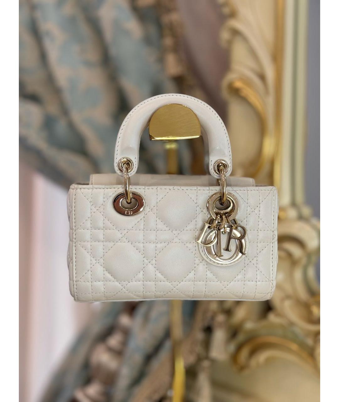 CHRISTIAN DIOR Белая кожаная сумка с короткими ручками, фото 2