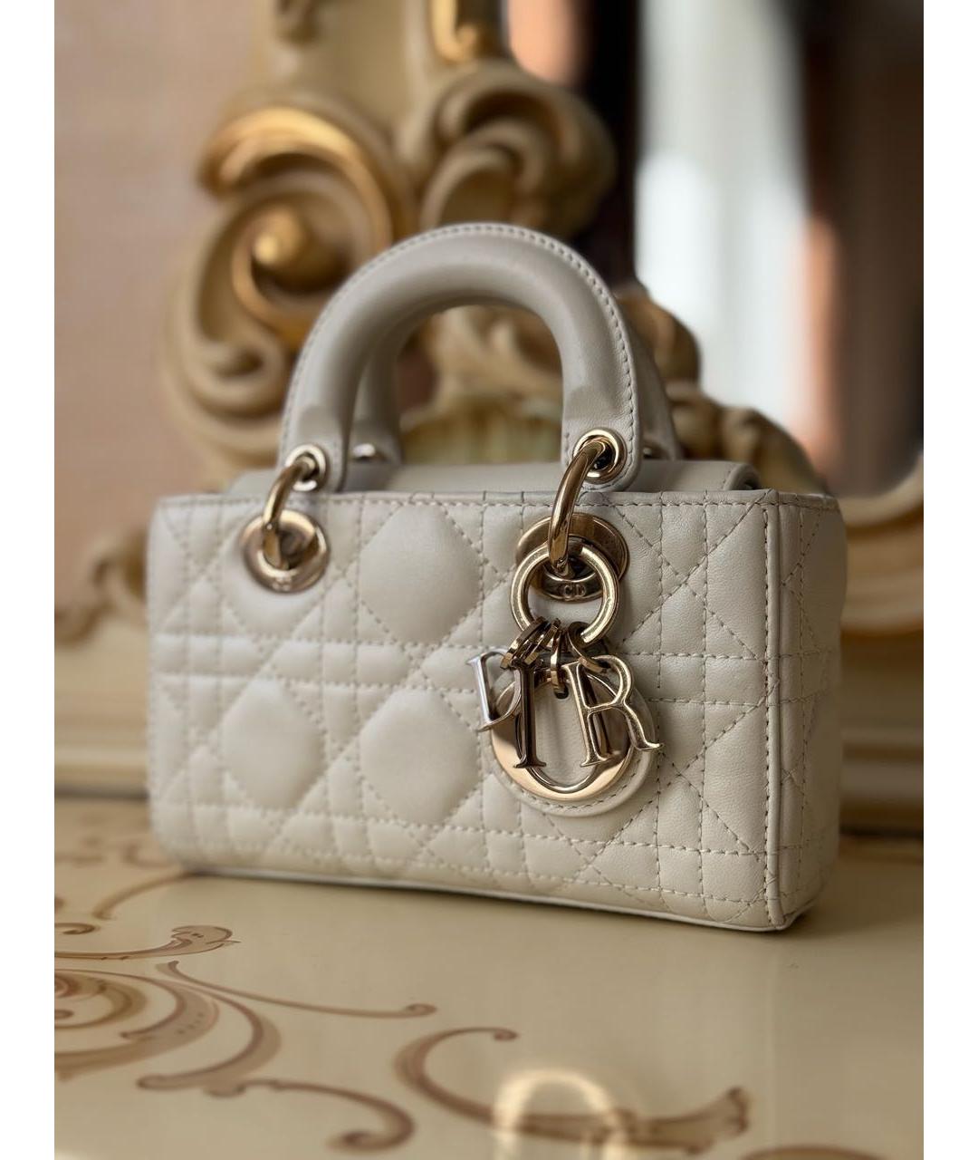 CHRISTIAN DIOR Белая кожаная сумка с короткими ручками, фото 3